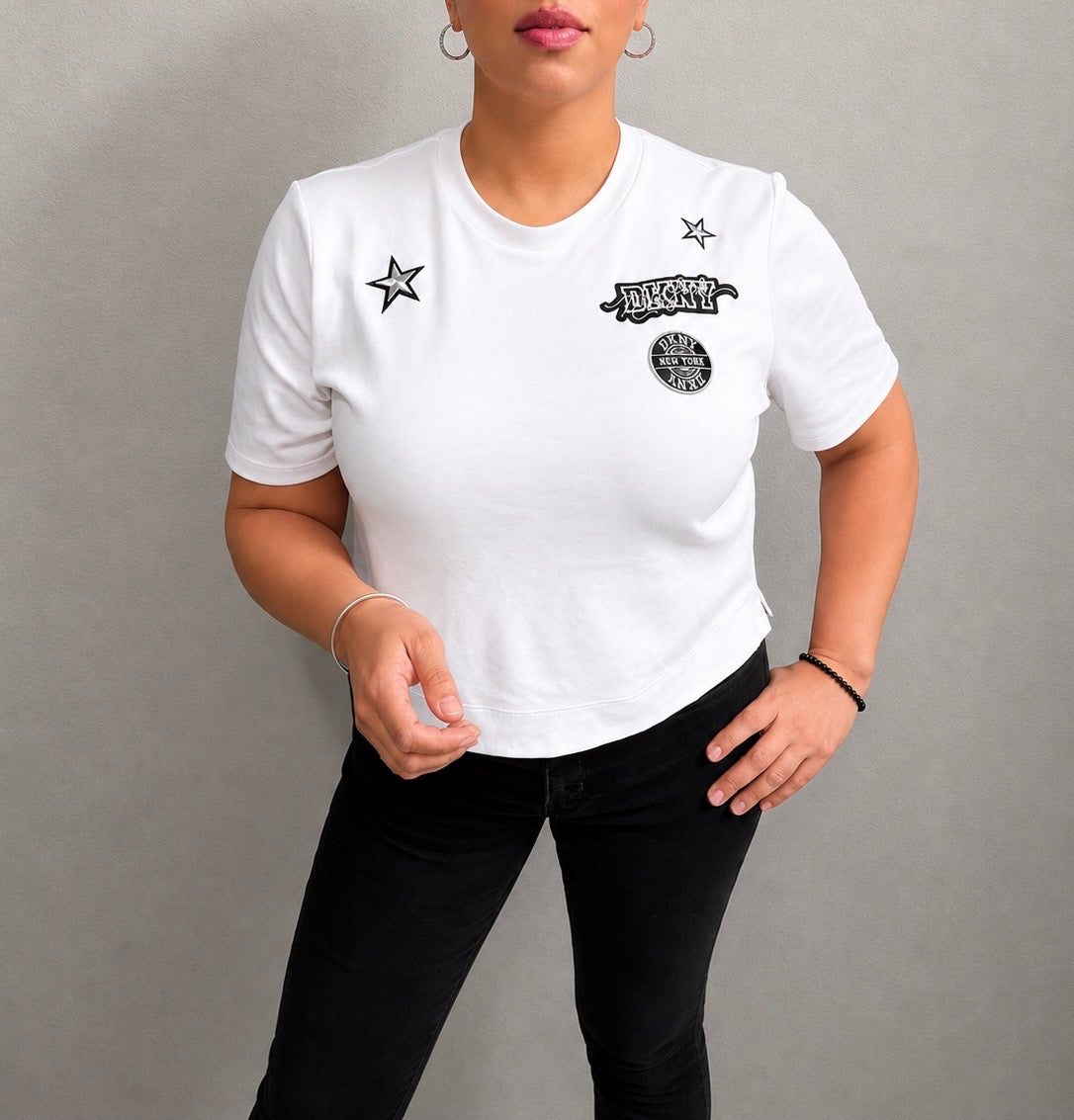 DKNY 1989 Pins and Patches Logo Tee
